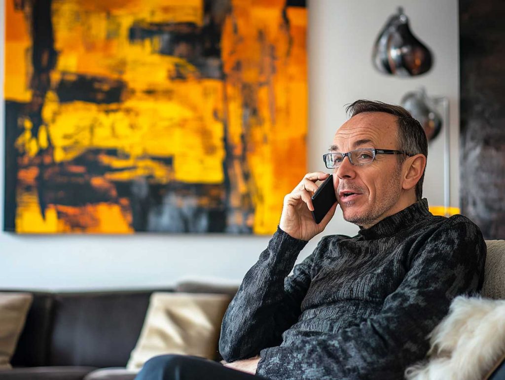 man on the phone to a wm support line